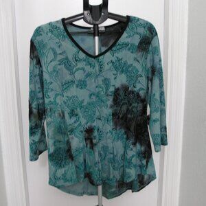 Shannon Ford New York Velvet Burnout  Peplum hem top size Large